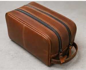 Neceser de Cuero Vintage con Cierre de Cremallera, Correa Individual, Color Marrón, Rectangular, para Hombre, Uso Diario - Product Image 1