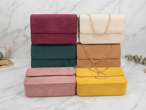 Sac à bandoulière de luxe en suède pour femme, sac à rabat tendance avec fermeture éclair, bandoulière chaîne dorée, sac à main décontracté - Product Image 4