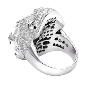 Bague de luxe pour homme EtherStar 3.50ct en or avec diamant de laboratoire, crâne 3D, couronne, yeux noirs, style hip-hop glacé, bague statement - Product Image 4