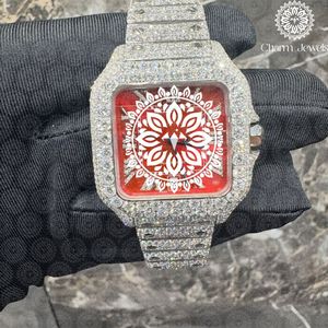 Montre de luxe pour homme, boîtier rond en acier inoxydable, cadran rouge, mouvement mécanique analogique, 40 mm - Product Image 6