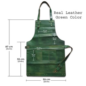 Leather Apron with Cross Back Straps and Multiple Pockets for Restaurant <b>Bar</b> Staff Uniform - Product Image 1