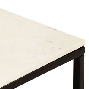 Mesa de Centro Pequeña Blanca y Negra de Piedra Natural con Hierro con Recubrimiento en Polvo - Product Image 4