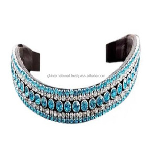 Productos questrian ORSE iding, banda de cuero con 5 filas Aqua & Silver Crystal Bling para cejas - Product Image 4
