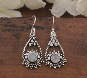 Pendientes de Plata de Ley 925 con Piedra Lunar Arcoíris Natural, Chapados en Oro Rosa, Estilo Vintage, Joyería Fina para Mujer, Regalo para Ella - Product Image 2