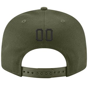 Casquette Snapback 6 panneaux vert olive avec logo brodé noir sur le panneau avant, casquette décontractée unisexe - Product Image 3