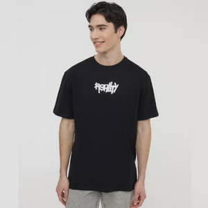 เสื้อยืดแขนสั้นสีดำสำหรับผู้ชาย พิมพ์ลายตัวอักษรด้านหน้า คอกลม ทรงปกติ ผ้าฝ้ายเจอร์ซีย์ สไตล์ลำลอง - Product Image 3