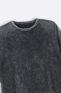 Camiseta Negra Vintage Lavada de Gran Tamaño para Hombre, Estilo Urbano, Algodón Grueso, Corte Holgado Informal, Calidad Premium - Product Image 5