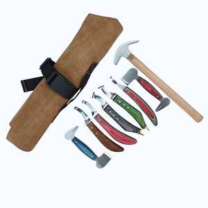Kit d'outils durables pour le soin des sabots de fermeur : Couteaux à sabots à extrémité en laiton, Marteau de sablage, Couteau à lame en D et Couteau à anse pour abcess arc-en-ciel - Product Image 1