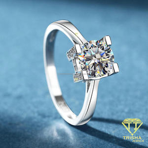 Bague de fiançailles en moissanite taille ronde VVS, solitaire, en argent sterling 925, bijoux de mariage de luxe pour femme - Product Image 5