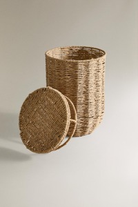 Round seagrass <b>basket</b> <b>with</b> flip-top <b>lid</b> Handmade Storage <b>Basket</b> Wholesale eco-friendly Made Viet Nam - Product Image 3