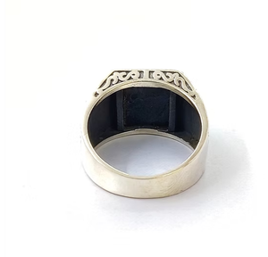 Men's Black <b>Onyx</b> <b>Signet</b> <b>Ring</b> Solid 925 Silver Large Black Gemstone <b>Ring</b> Simple Everyday Wide Statement Jewelry - Product Image 4