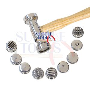 Marteaux de gravure et de texturage de haute qualité avec 9 têtes interchangeables en acier au carbone et manches en bois naturel, outils et équipements pour bijoux - Product Image 1