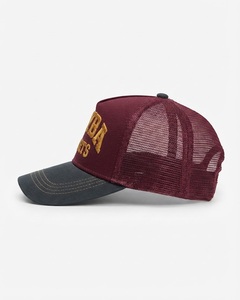 Casquette Trucker en Maille avec Broderie Dorée en Relief, Visière Courbée Noire, Réglable, 5 Panneaux, Respirante, Imperméable, Logo Personnalisé - Product Image 5
