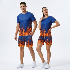 Customized 2 Piece Short Set Summer Unisex Sweatsuit Printed Short Sleeve Summer Shorts t <b>Shirt</b> Set unisex tracksuit - Product Image 5