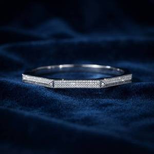 14K Gold 925 Sterling <b>Silver</b> Oval Open <b>Charm</b> <b>Bracelet</b> Moissanite Stones Classic Jewelry for Women Party Engagement Wedding - Product Image 1