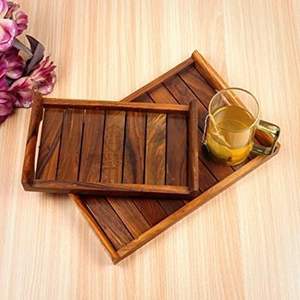 Bandeja Decorativa de Madera Sólida para el Hogar, Personalizable, para Servir Alimentos y Almacenar Objetos, para Sala de Estar, Escritorio, Vajilla - Product Image 5