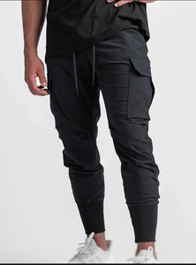 Pantalones Cargo Beige para Hombre, Cintura Elástica, Múltiples Bolsillos, Joggers Casuales, Transpirables, de Algodón, para Primavera - Product Image 2