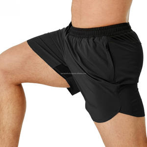 Shorts d'entraînement pour hommes en polyester, teinture unie, service OEM personnalisé, taille élastique, entraînement, course à pied, salle de sport, sport, décontracté, anti-froissement - Product Image 4