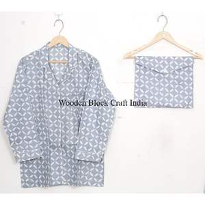 Ensemble pyjama décontracté pour femme à imprimé géométrique, chemise à manches longues et col rabattu, pantalon, coupe confortable et décontractée - Product Image 2