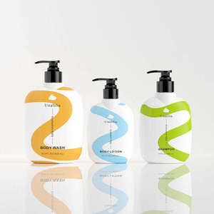 Unalilia Silk Screen Printed <b>200ml</b> 300ml 500ml White Flat PET Cosmetic Custom Packaging Pump <b>Bottles</b> Lotion Body Wash Shampoo - Product Image 1