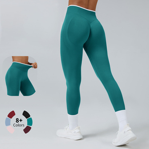 Leggings Deportivos de Cintura Media para Mujer, Pantalones de Yoga sin Costuras, Elásticos, para Gimnasio, Fitness, Entrenamiento, Diseño Sólido, para Correr, Spandex/Poliéster - Product Image 1