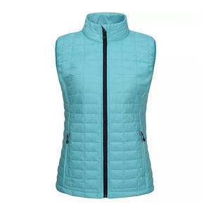 Gilet matelassé unisexe léger et écologique en Spandex/Polyester avec fermeture éclair, sans manches, pour l'équitation, couleur turquoise - Product Image 1