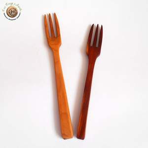 Ensemble de 2 cuillères et fourchettes en bois d'acacia, style classique, cuillère à café, compatible lave-vaisselle et micro-ondes, écologique, pour fêtes, salades et cuisine - Product Image 6