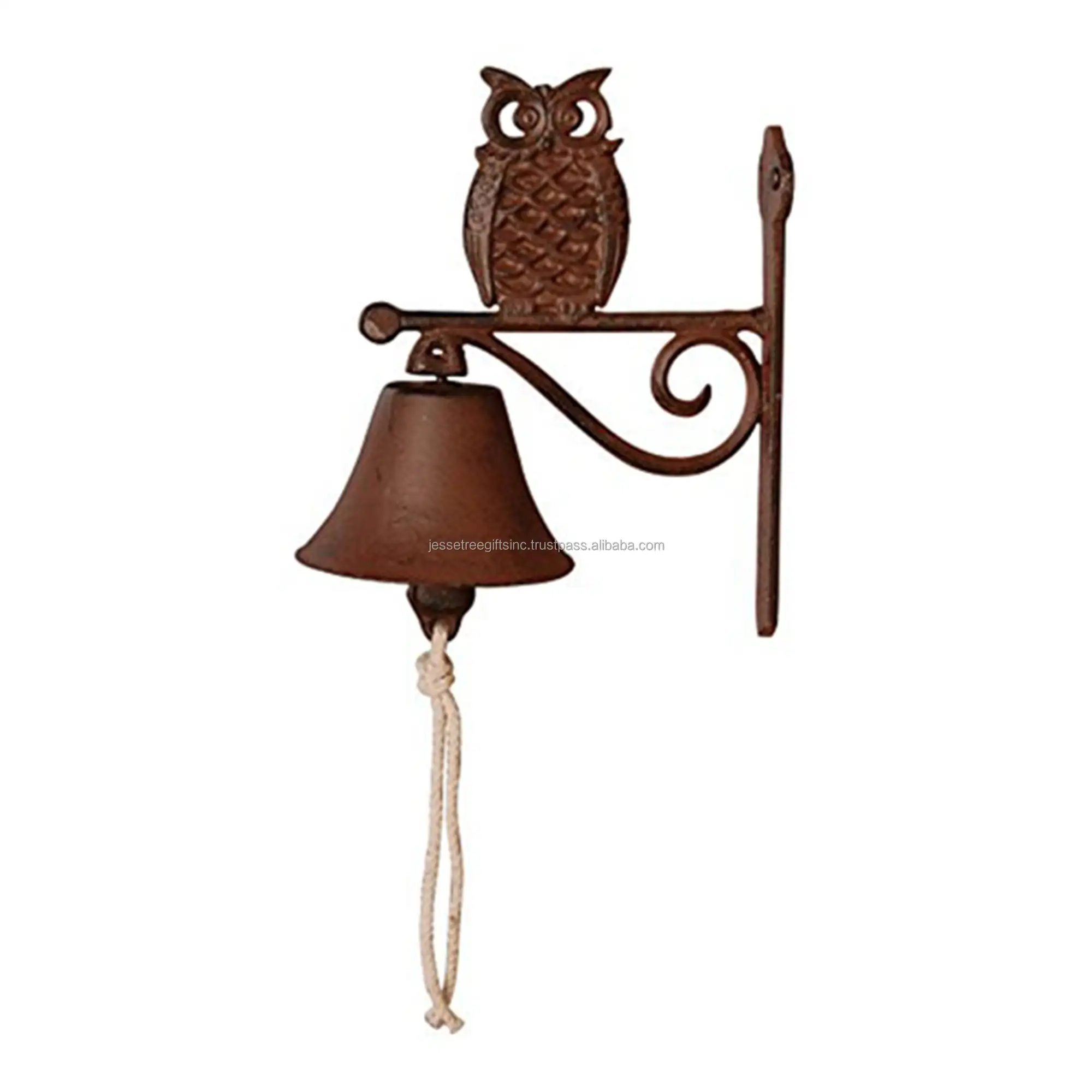 Дверной звонок ручной работы из чугуна с коричневым порошковым покрытием, настенный подвесной дизайн в виде совы с гвоздями для украшения