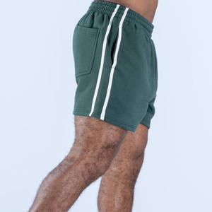 Pantalones Cortos Deportivos Personalizados de Alta Calidad para Hombre, con Franjas Laterales, Cintura Elástica, para Entrenamiento de Verano, en Tela de Felpa Esmeralda - Product Image 6