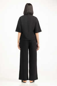 T-shirt noir surdimensionné pour femme de qualité supérieure, style simple, coupe ample unisexe, en coton, personnalisable OEM, streetwear - Product Image 2