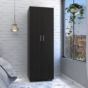 Armadio Nero a Doppia Anta 180 cm (70.8 pollici) con Organizzatore, Due Ripiani e Asta Appendiabiti - Product Image 1