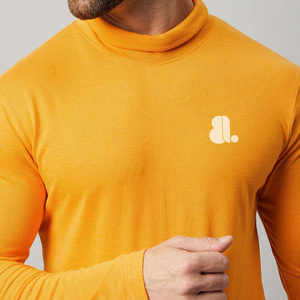 <b>Men's</b> O-Neck Long Sleeve Nonwoven Polyester 210g Solid Color Casual <b>Top</b> Blank Design Quick Dry Breathable Orange - Product Image 6