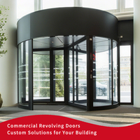 Porte tournante en verre trempé, porte tournante automatique, entrée commerciale