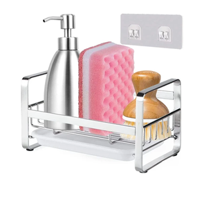 Free Standing Stainless Steel kitchenware sponge <b>Rack</b> Non Folding sink Organizer Draining & cleaning Tool <b>Storage</b> Holder - Product Image 2