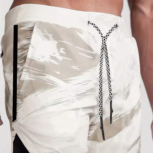 Sublimation Double <b>Layer</b> Jogger Workout Shorts Zipper Pocket Gym Fitness Wear Exercise 2 In 1 Shorts For Men's - Product Image 5