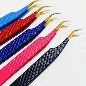 Custom Color Diamond Grip Eyelash Tweezers Stainless Steel Private Label Volume Lash Extension Applicator <b>Tool</b> - Product Image 2