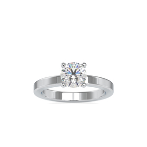 Four Prong Round Cut Moissanite Diamond Flat <b>Band</b> Exquisite Bridal Jewelry 925 <b>Sterling</b> <b>Silver</b> Engagement <b>Ring</b> - Product Image 1