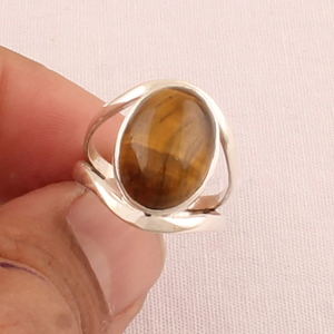 แหวนไทเกอร์อายธรรมชาติ เงินแท้ 925 แหวนพลอยทำมือสำหรับเธอ - Product Image 2