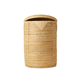 Handwoven Natural Cane Rattan Round Laundry Hamper Basket <b>with</b> <b>Lid</b> Tall Woven Dirty Clothes Storage <b>Bin</b> Wholesale - Product Image 2