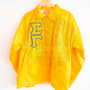 Chaqueta Personalizada de la Hermandad Sigma SGRho, Chaqueta Cortavientos con Logotipo Bordado, Chaqueta Unisex con Línea Amarilla, Chaquetas Resistentes - Product Image 1