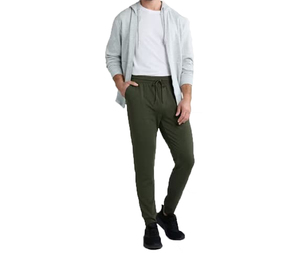 Pantalones Deportivos Verde Oliva para Hombre, Cintura Elástica con Cordón, Casuales, Ligeros, de Algodón y Elastano, Transpirables, con Bolsillos Laterales, para Otoño - Product Image 1