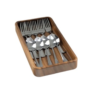 Caja de cubiertos de madera de estilo moderno, juego de cubiertos de acero inoxidable con diseño moderno único, juego de cubiertos de lujo de alta calidad - Product Image 1