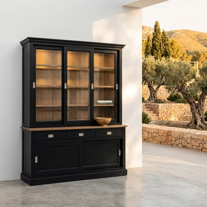 Large Wagon Cabinet Professional-Grade Oak Wood Veneer Modern Durable Eco-Friendly Showcase Triple Sliding Doors for Boutique - Product Image 2