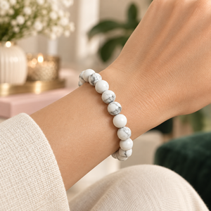 สร้อยข้อมือลูกปัดหินธรรมชาติ SoulWise Classic ลายหินอ่อนสีขาว เครื่องประดับทันสมัยสำหรับทุกเพศ เหมาะสำหรับวันครบรอบ - Product Image 4