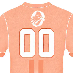 Maillot de sport à manches courtes blanc, orange et pêche, col rond, bande centrale, respirant, pour l'entraînement athlétique et les uniformes d'équipe de performance - Product Image 4