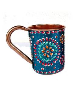 Mug à Moscow Mule en cuivre le plus vendu avec motif lotus et bassin à carpes koï, gobelet droit - Product Image 4
