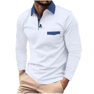 Chemise pour homme respirante, anti-rides, à séchage rapide, manches longues, grandes tailles, poches, couleur unie, avec logo personnalisé - Product Image 1