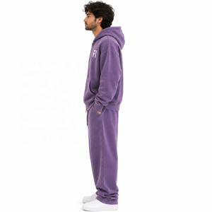 Men's Oversized Fleece Hoodies Zip-Up Sweatshirt Casual Streetwear Pullover Breathable <b>Tracksuit</b> & Jogger Set Private Label USA - Product Image 2