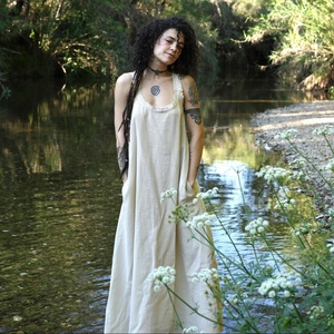 Vestido Maxi Bohemio de Algodón Crudo, Talla Única, Suave, Fluido y Cómodo para Mujer, Vestido Maxi de Fantasía - Product Image 3