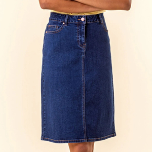 Nouvelle Collection 2026 – Jupes en Jean Coton Taille Haute Naturelle pour Femme, Longueur Genou, Style Décontracté, Boutons Personnalisables, OEM - Product Image 4